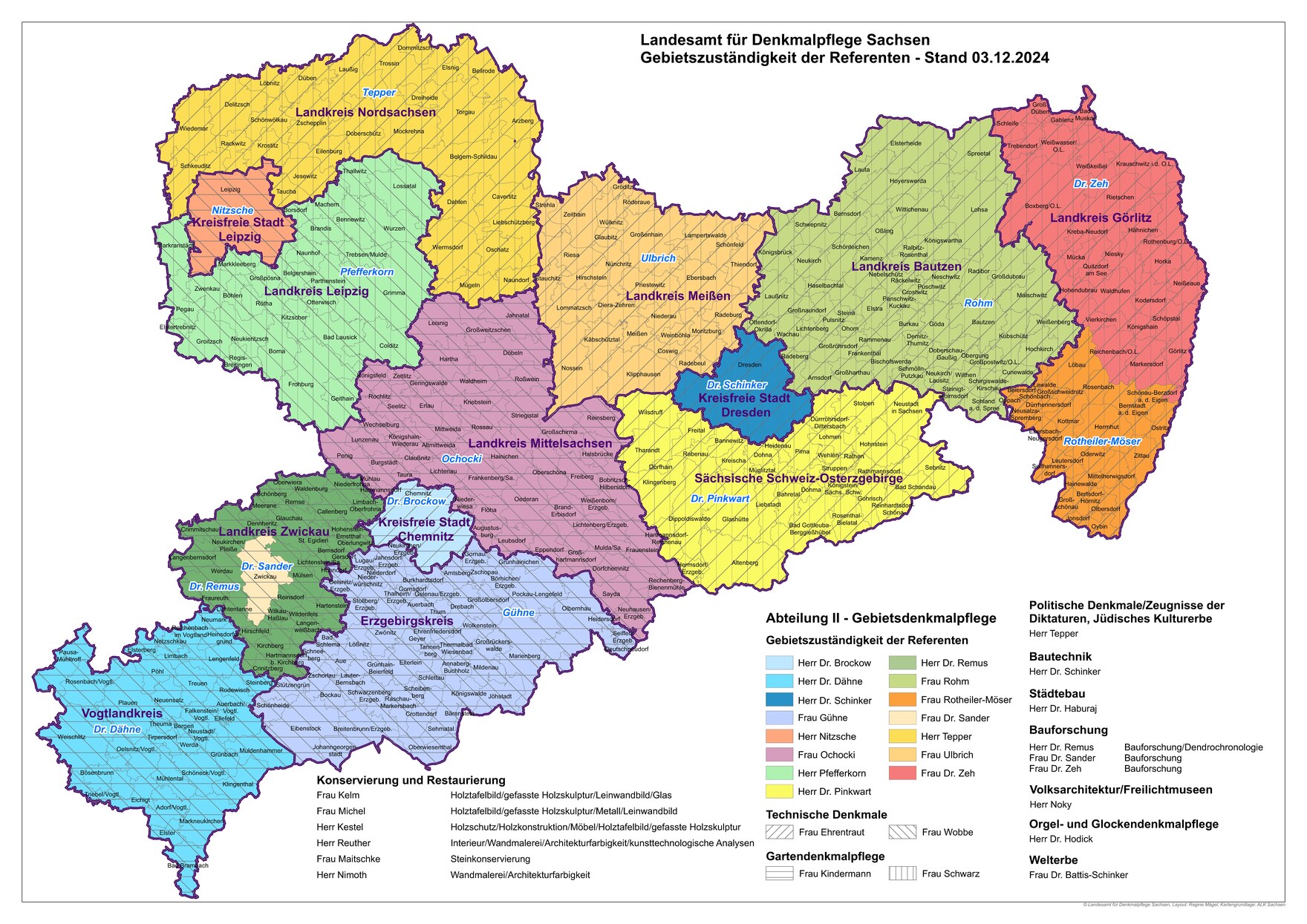 Gebietszuständigkeiten der Referenten der Abteilung Gebietsdenkmalpflege